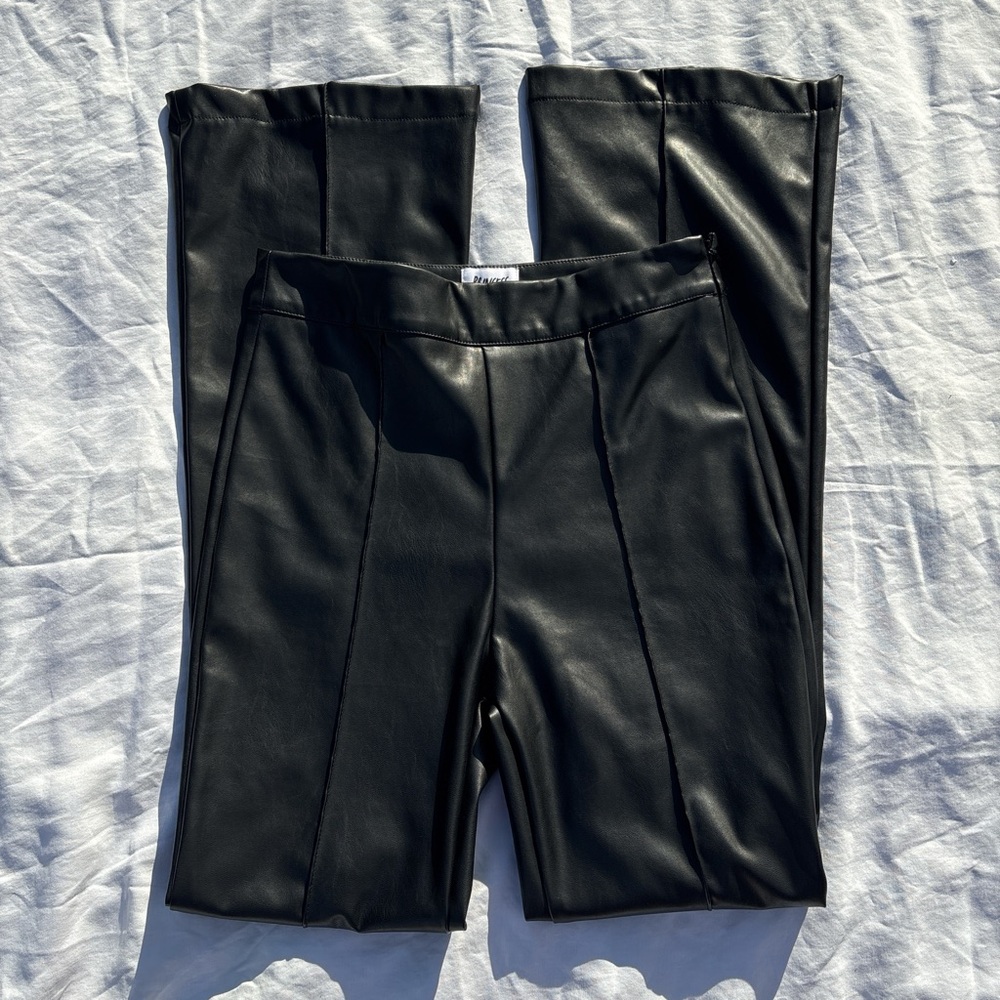 Black faux leather pants